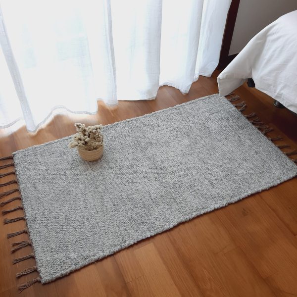 Small White and Grey Rug - 60x110cm - Ring Line Rug