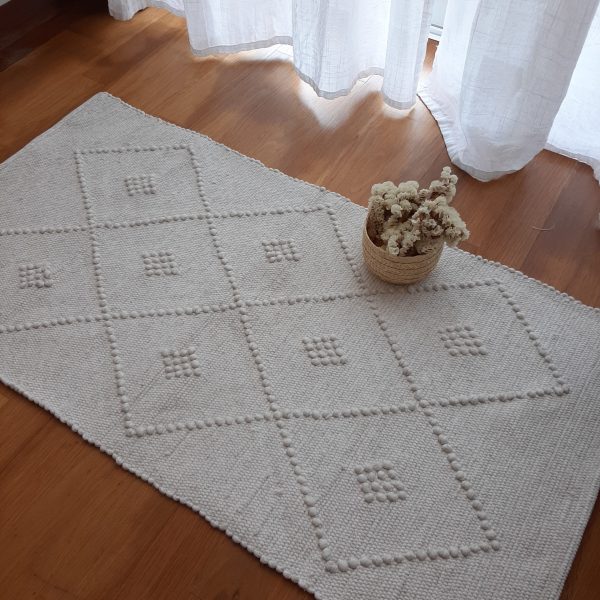 Small Beige Rug - 50x100cm - Knotted Rug