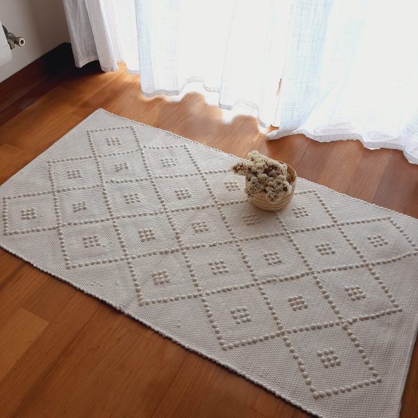 Small Beige Rug - 50x100cm - Knotted Rug