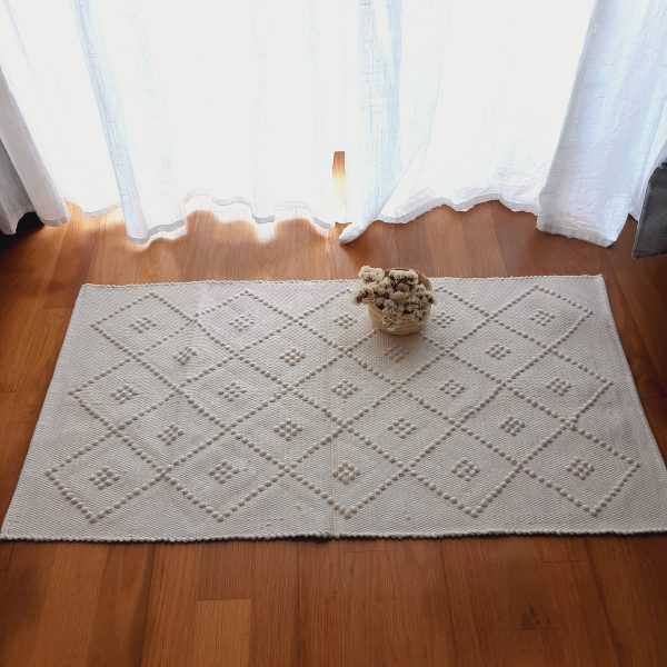 Small Beige Rug - 50x100cm - Knotted Rug
