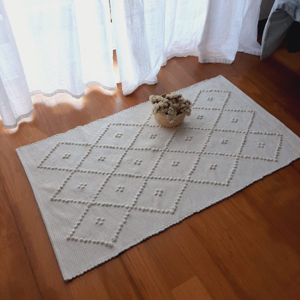 Small Pearl White Rug - 50x100cm - Knotted Rug