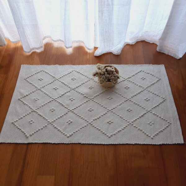 Small Pearl White Rug - 50x100cm - Knotted Rug