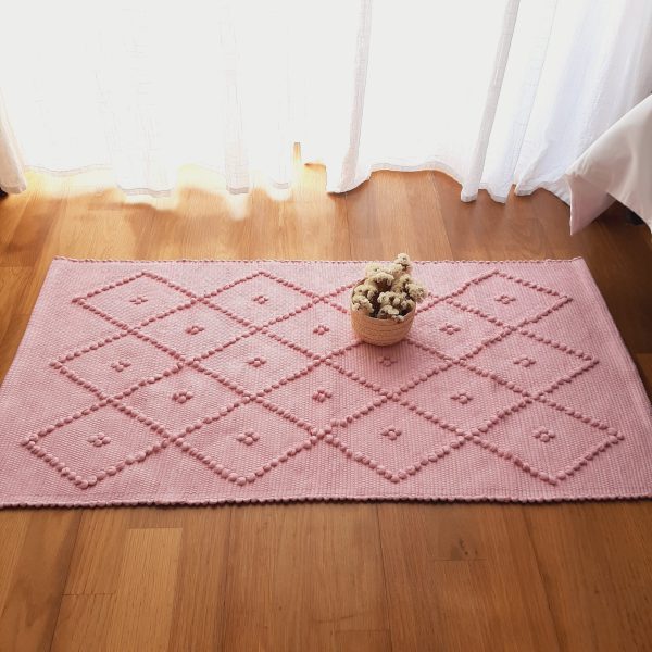 Small Light Pink Rug - 50x100cm - Knotted Rug