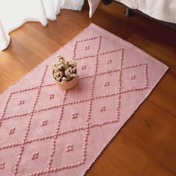 Small Light Pink Rug - 50x100cm - Knotted Rug