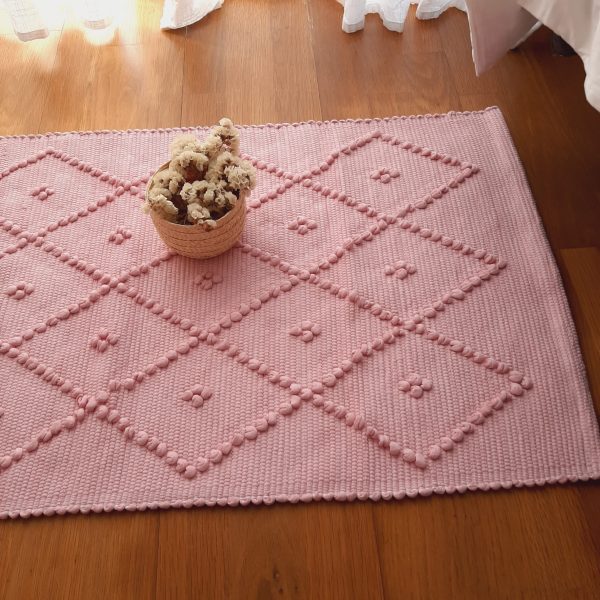 Small Light Pink Rug - 50x100cm - Knotted Rug