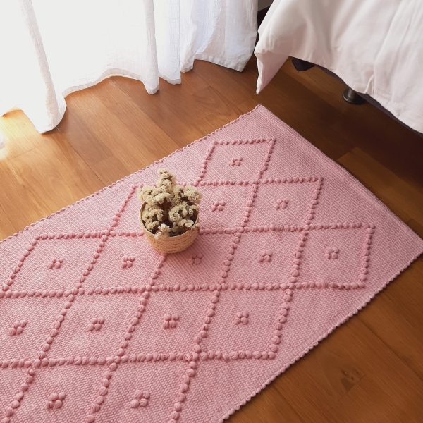 Small Light Pink Rug - 50x100cm - Knotted Rug