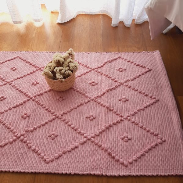 Small Light Pink Rug - 50x100cm - Knotted Rug