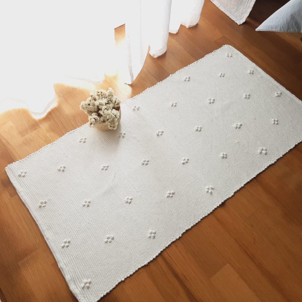 Small White Rug - 50x100cm - Knotted Rug