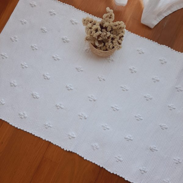 Small White Rug - 50x100cm - Knotted Rug
