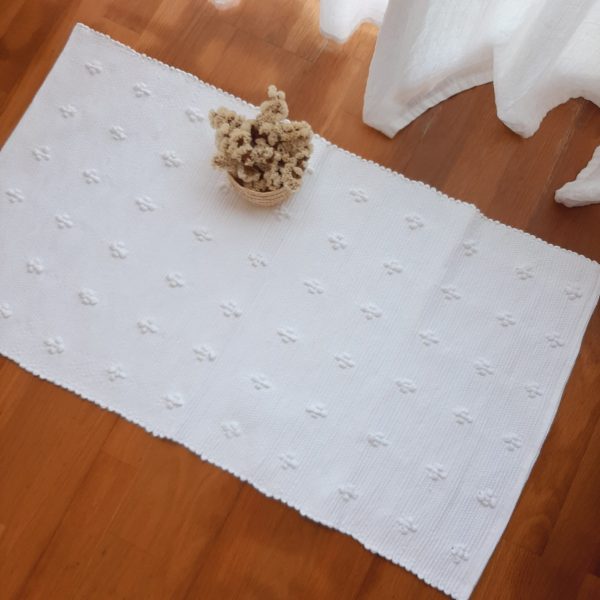 Small White Rug - 50x100cm - Knotted Rug