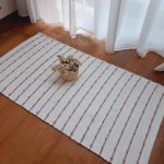 Small White and Old Rose Rug - 50x100cm - Knotted Rug