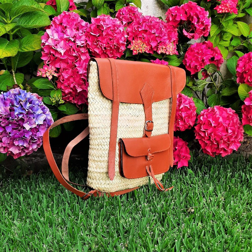 Straw Backpack With Leather PadaWorks
