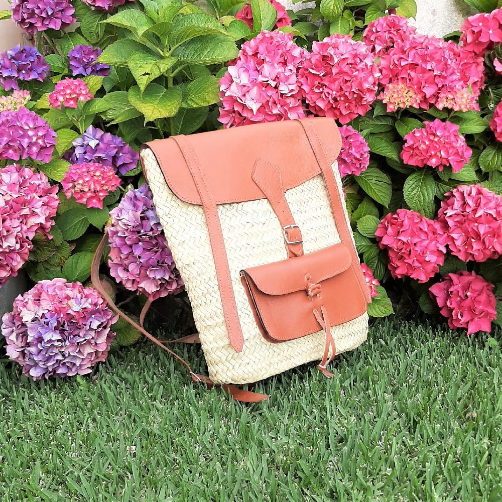Straw Backpack With Leather PadaWorks