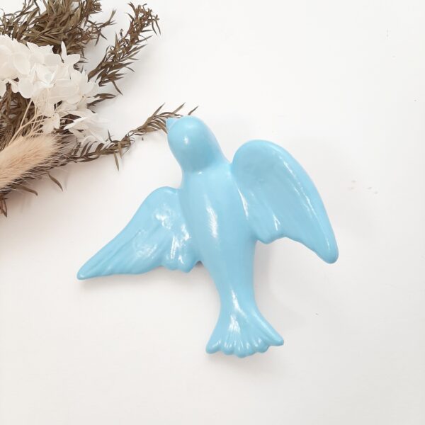hand painted blue ceramic bird