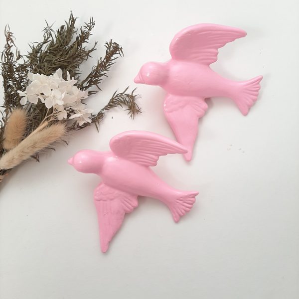 Hand Painted Pink Ceramic Swallow Wall Decor
