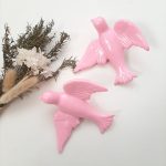 Hand Painted Pink Ceramic Swallow Wall Decor