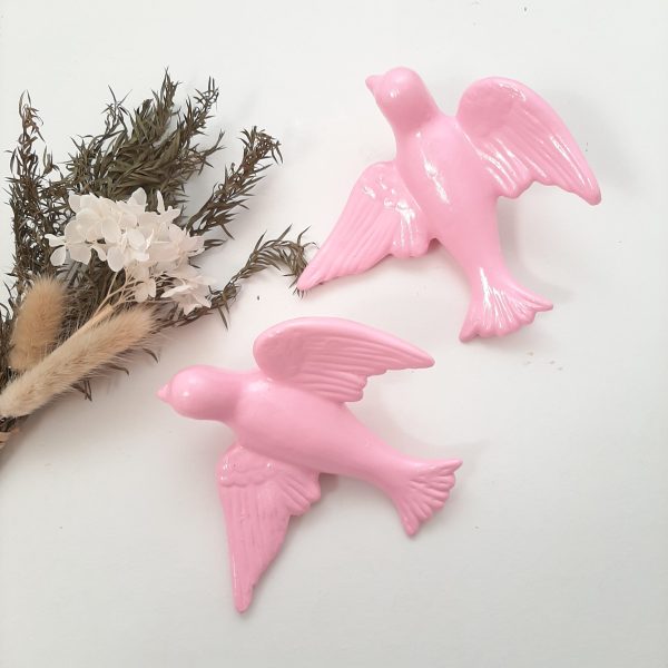 Hand Painted Pink Ceramic Swallow Wall Decor