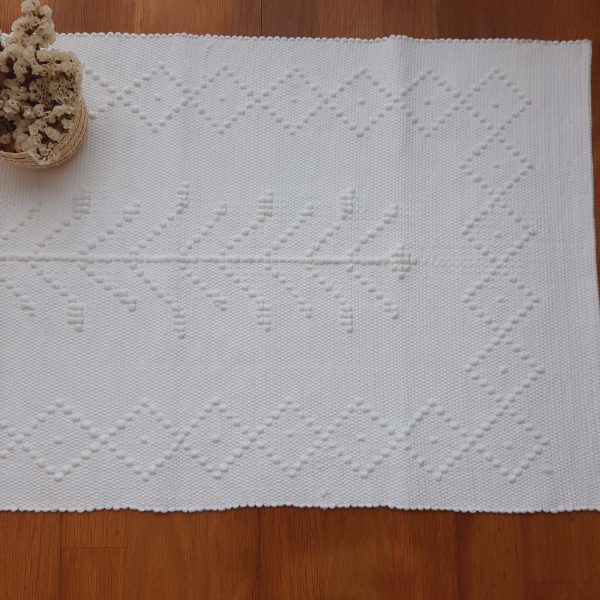 Small White Rug - 50x100cm - Knotted Rug
