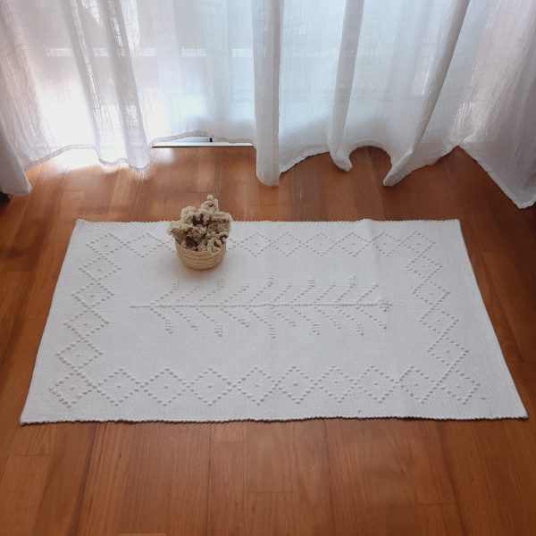 Small White Rug - 50x100cm - Knotted Rug