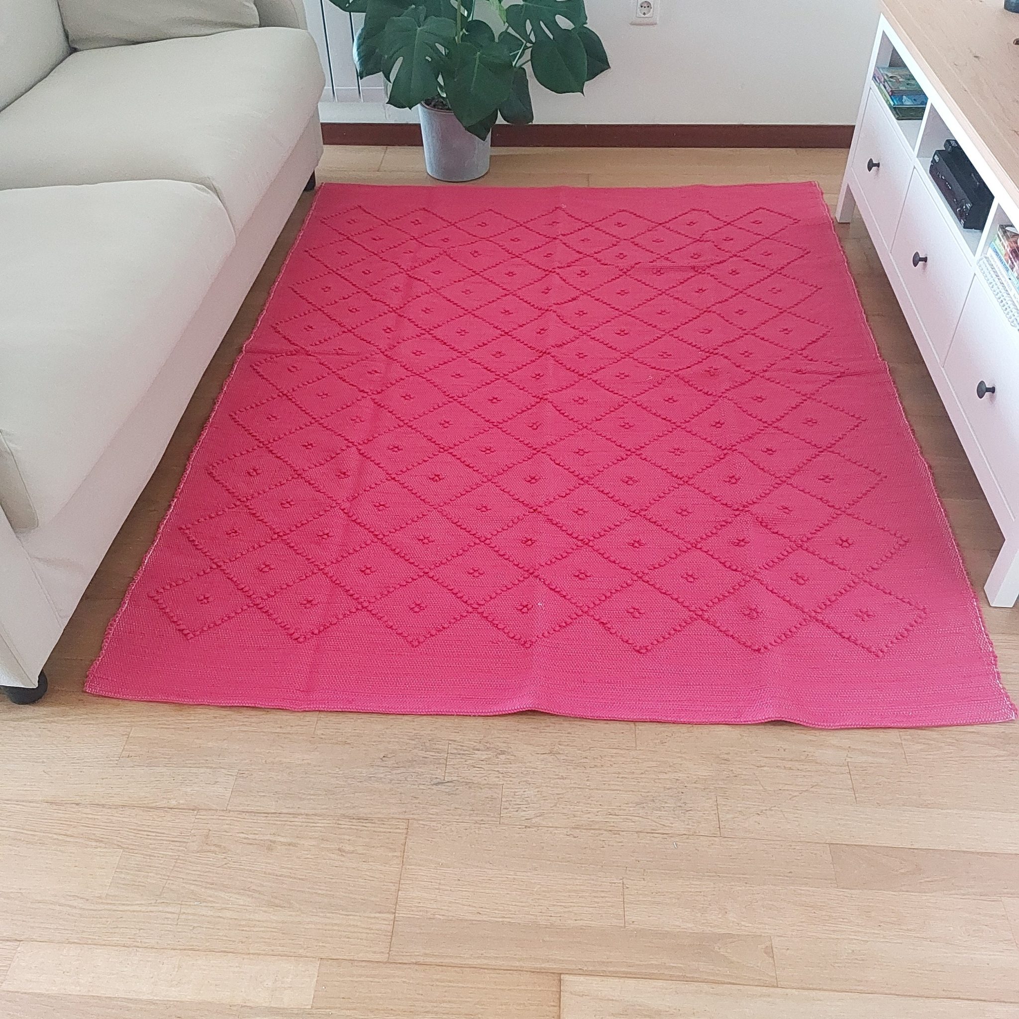 Large Pink Rug 150x200cm Knotted Rug PadaWorks