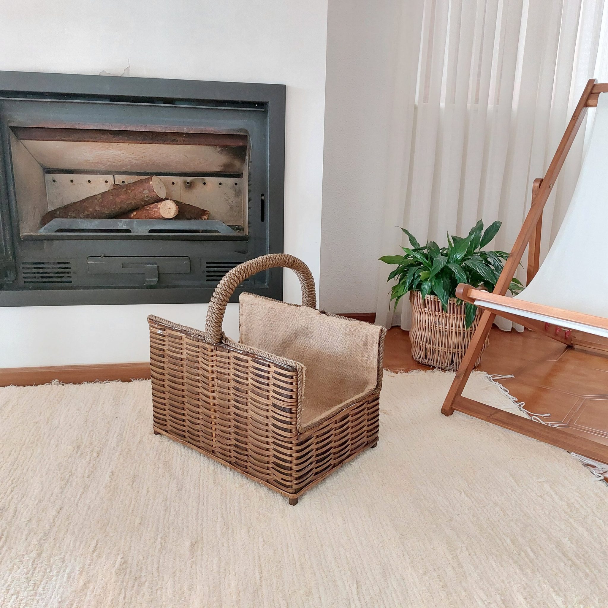 Wicker Firewood Basket With Handle PadaWorks
