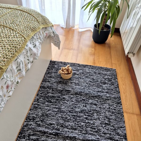 Medium Black and Grey Rug - 70x140cm - Ring Line Rug
