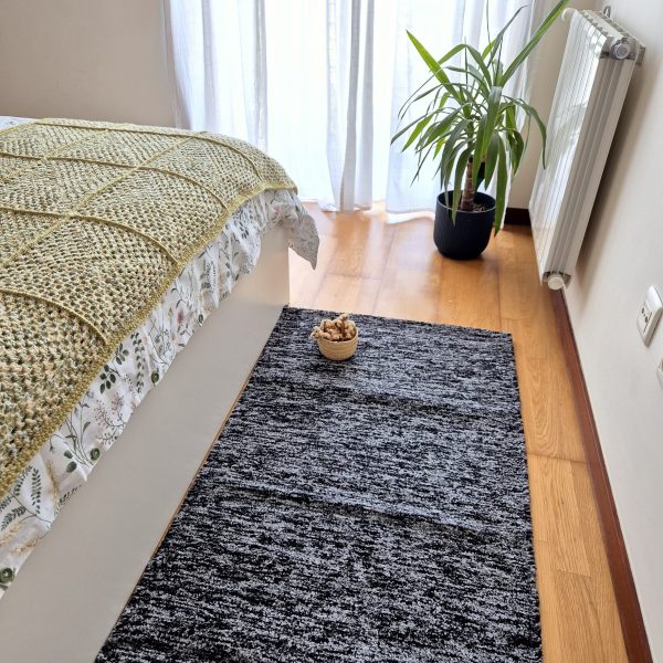 Medium Black and Grey Rug - 70x140cm - Ring Line Rug