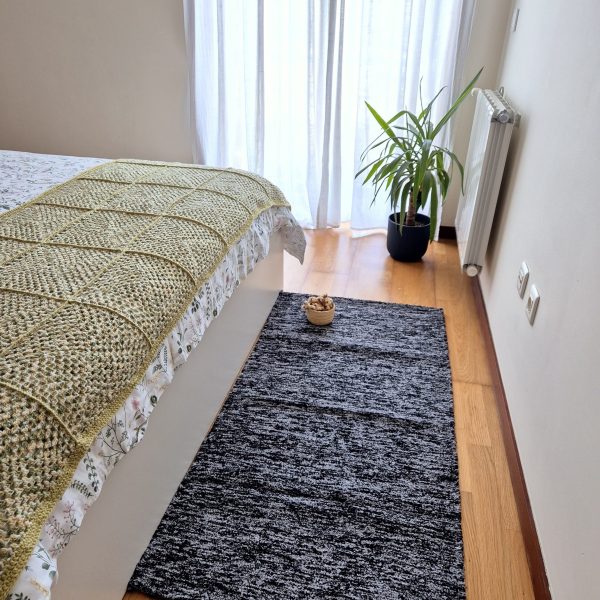 Medium Black and Grey Rug - 70x140cm - Ring Line Rug