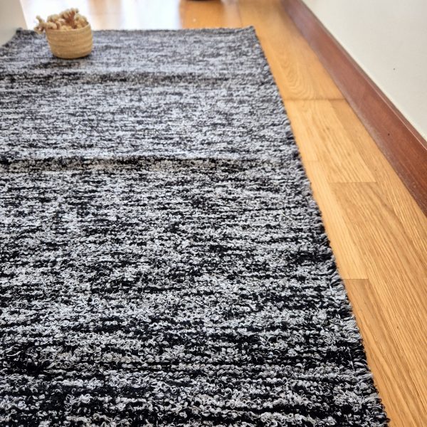 Medium Black and Grey Rug - 70x140cm - Ring Line Rug