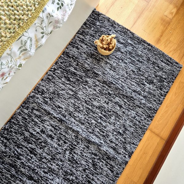 Medium Black and Grey Rug - 70x140cm - Ring Line Rug