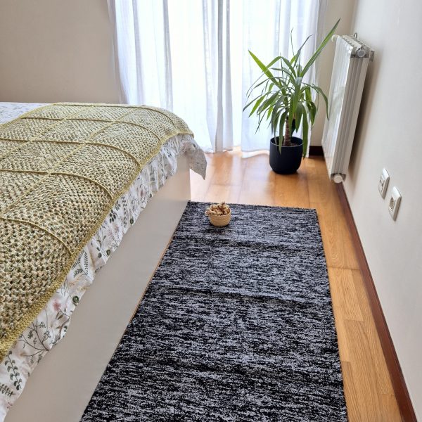 Medium Black and Grey Rug - 70x140cm - Ring Line Rug