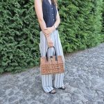 Wicker Classic Bag With Leather Handle