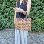 Wicker Classic Bag With Leather Handle