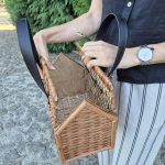 Wicker Classic Bag With Leather Handle