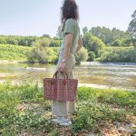 Reed Market Bag - Natural and Pink Straw