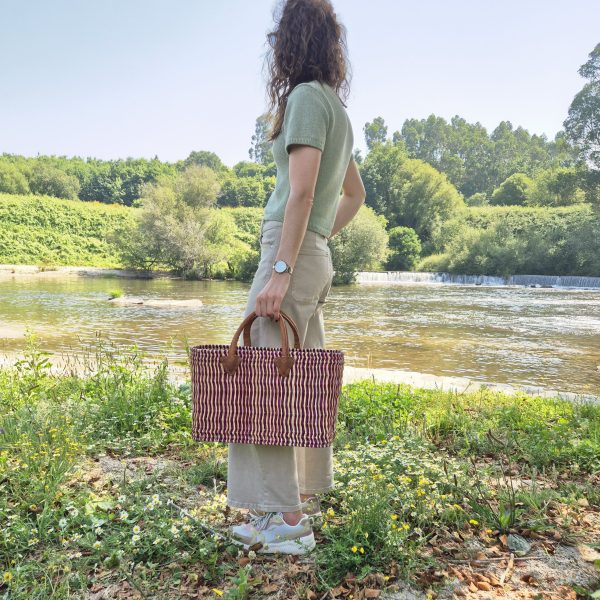 Reed Market Bag - Natural and Pink Straw