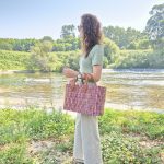 Reed Market Bag - Natural and Pink Straw