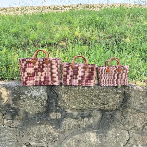 Reed Market Bag - Natural and Pink Straw