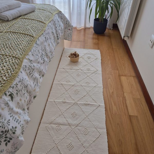 Long Cream Rug - 50x200cm - Knotted Rug