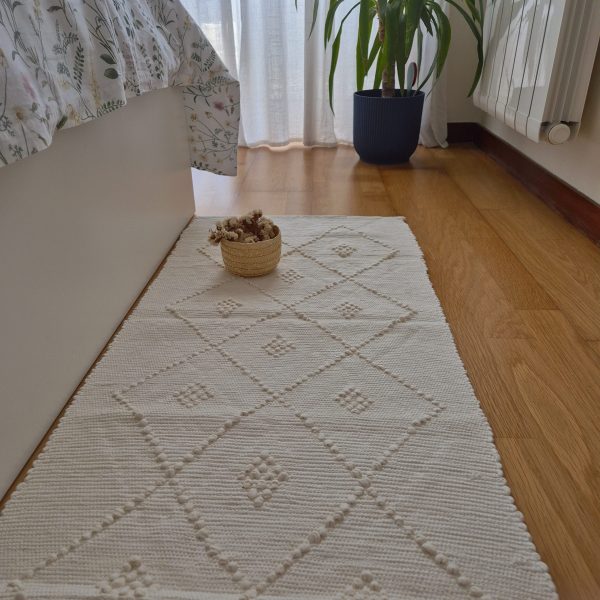 Long Cream Rug - 50x200cm - Knotted Rug