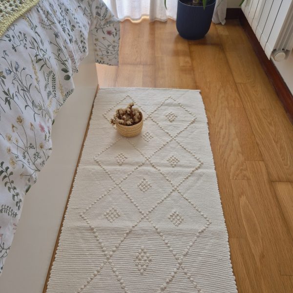 Long Cream Rug - 50x200cm - Knotted Rug
