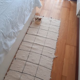 long cream and black runner rug
