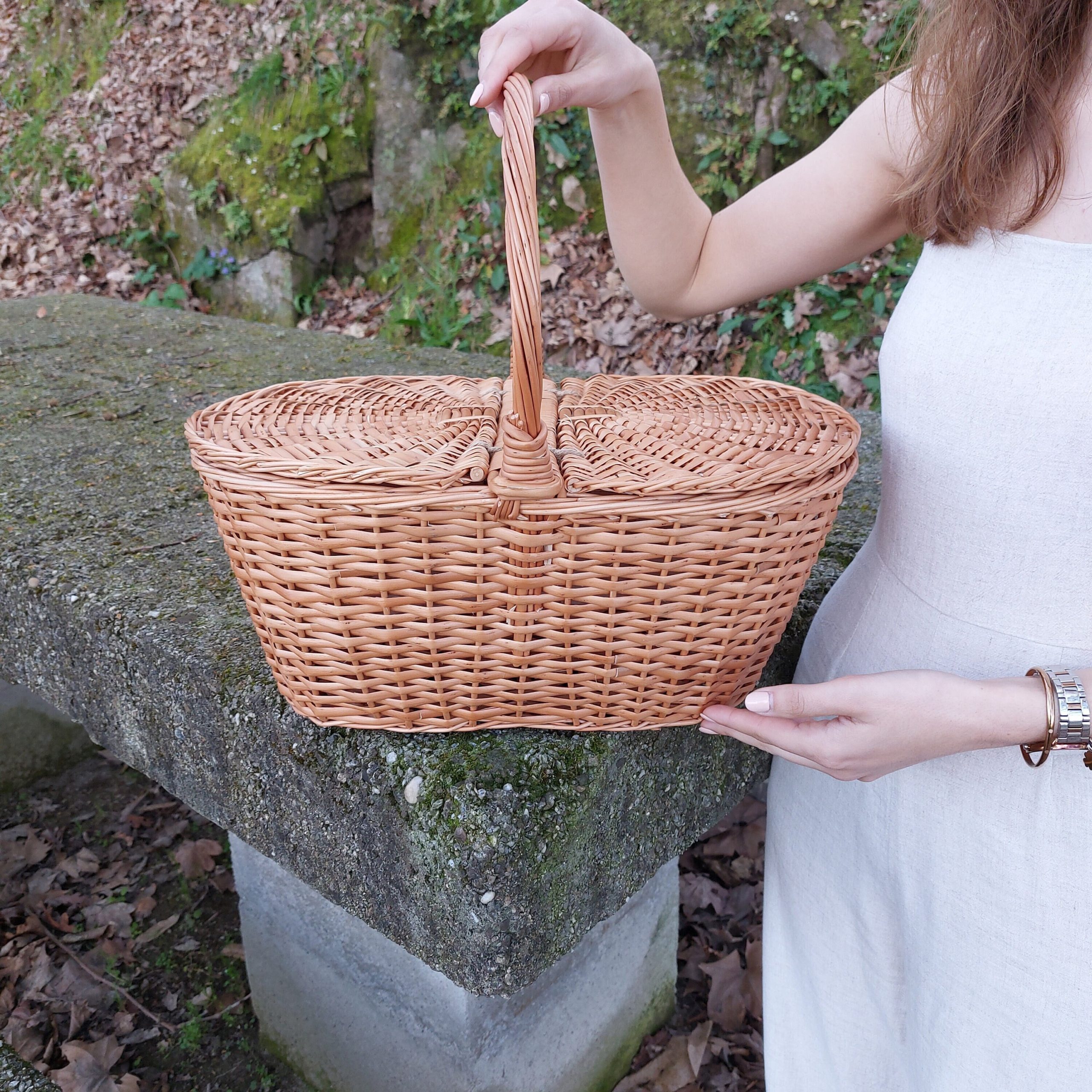 美品　Vintage picnic basket Vintage Woven Picnic Basket – Olde Tyme Marketplace