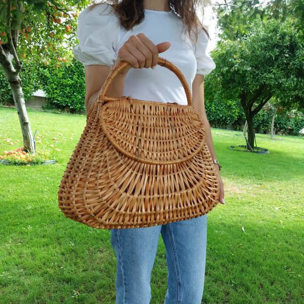 Large Wicker Basket Bag With Two Lids