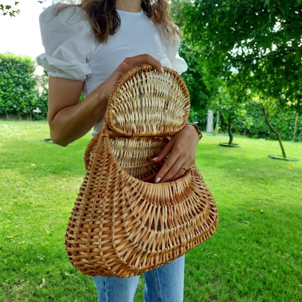 Large Wicker Basket Bag With Two Lids