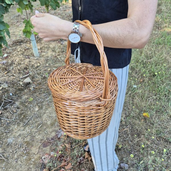 Round Wicker Basket Bag 23 cm