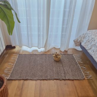 small taupe rug made in recycled cotton