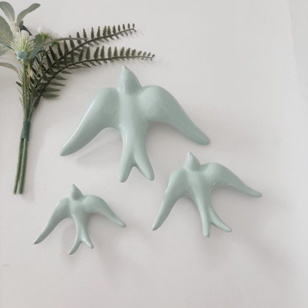 sage green ceramic swallows