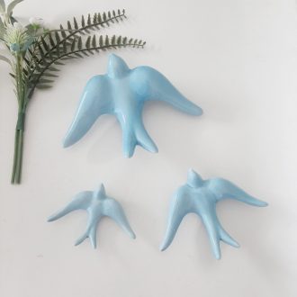 glazed light blue swallows wall hanging decor