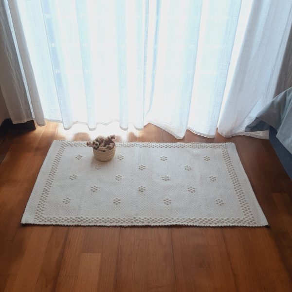 tapete branco pérola tecido à mão